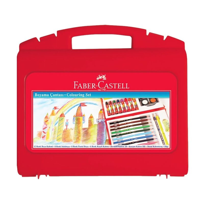 Faber-Castell Boyama Çantası 38 Parça Set  (Kuruboya+Suluboya+Pastel Boya+Keçeli Boya+Kurşun Kalem+Silgi)