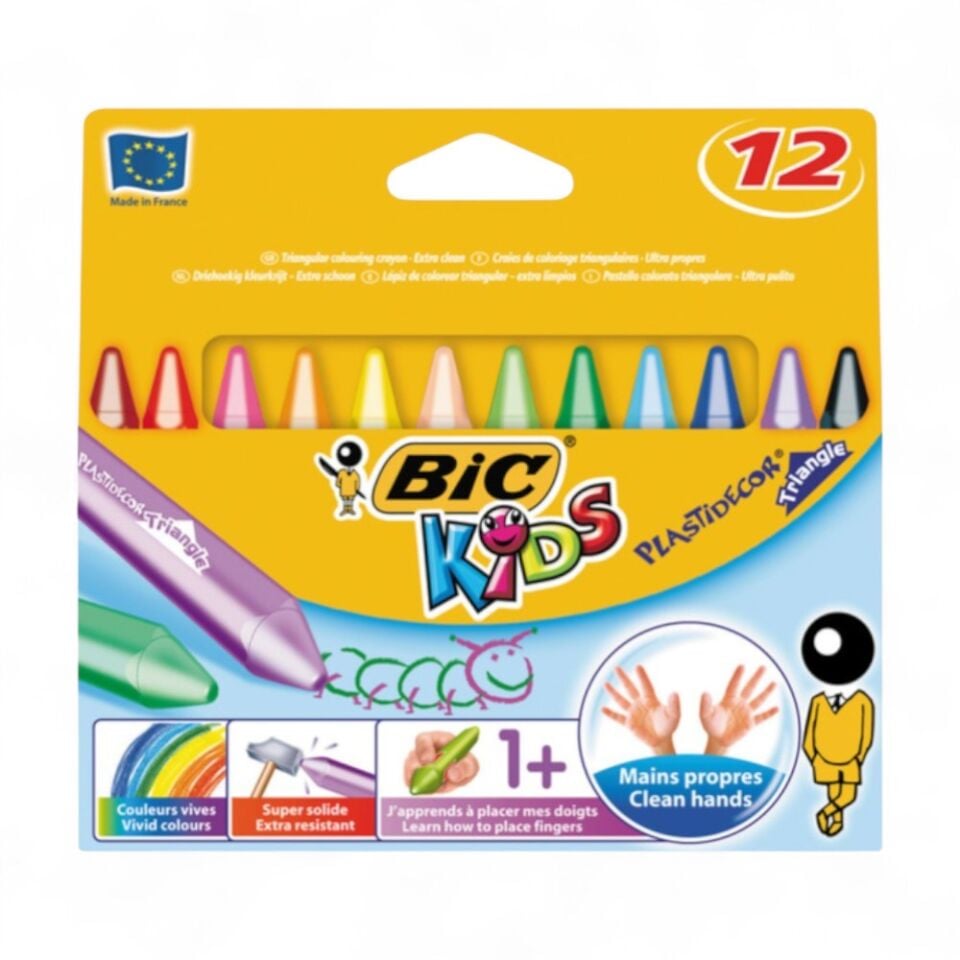 Bic Kids Mum Boya Plastidecor Üçgen Silinebilir 12 RENK ADET