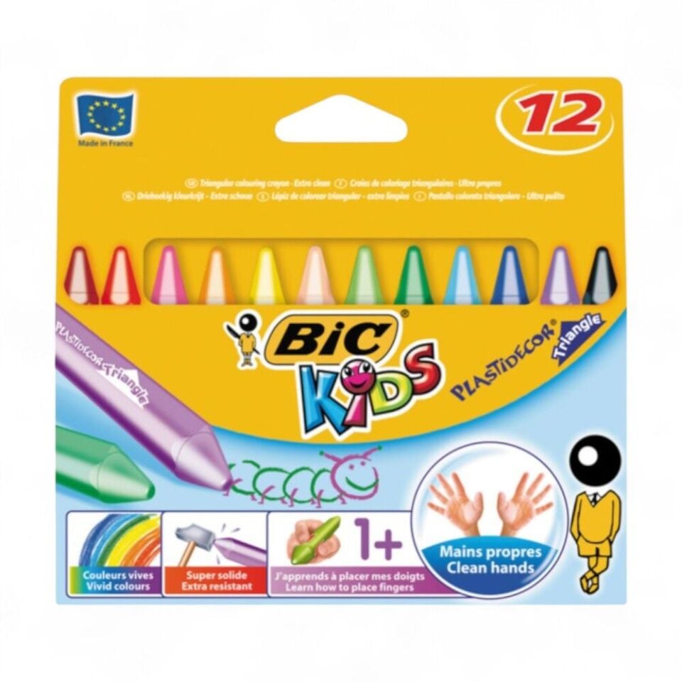 Bic Kids Mum Boya Plastidecor Üçgen Silinebilir 12 RENK / 6 ADET