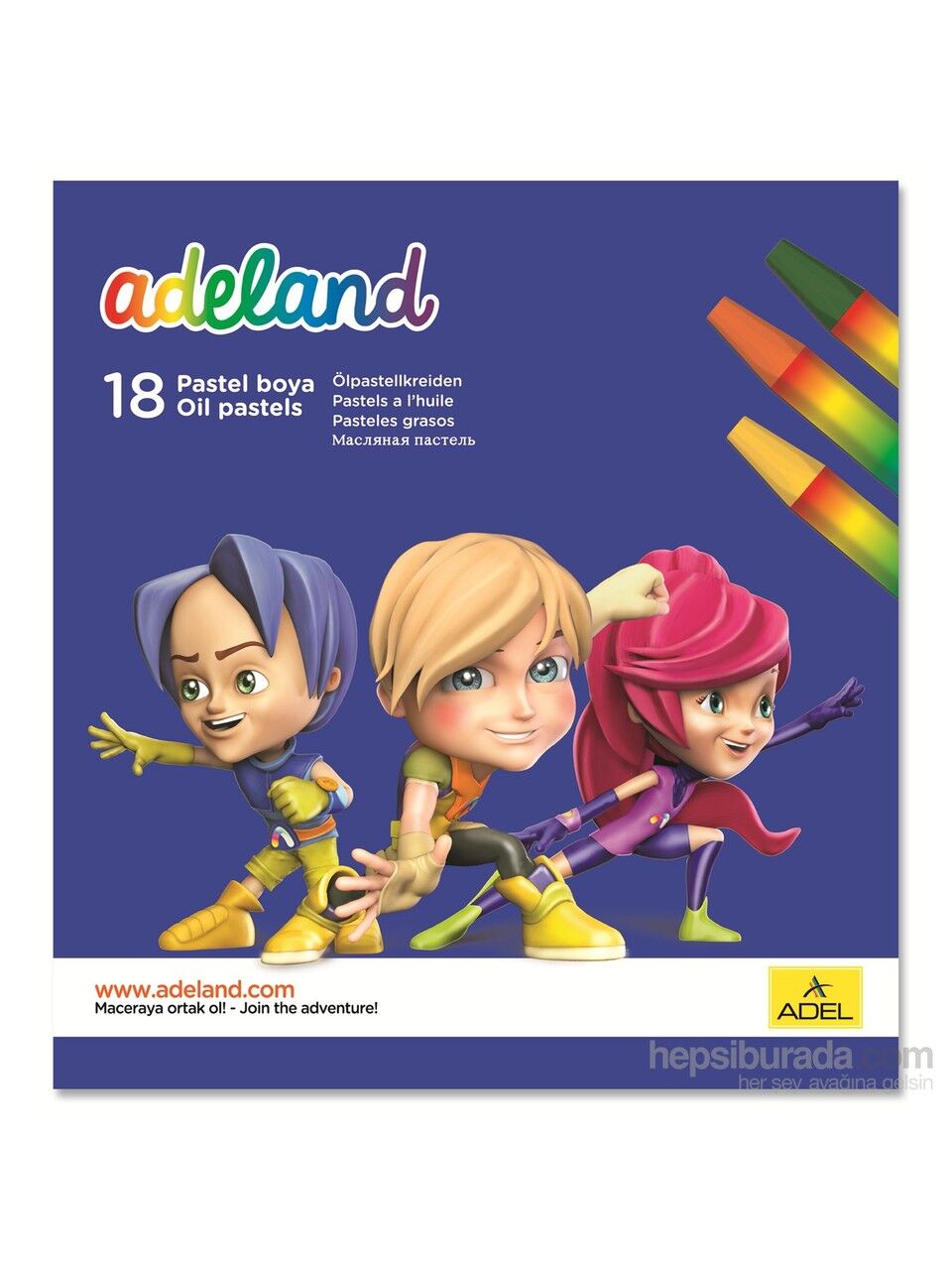 Adeland Pastel Boya 18 Renkli Yumuşak Boya Seti Çocuklar İçin Eğlenceli Sanat Malzemesi