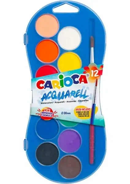 Carioca Sulu Boya 12 Renk Plastik Kutu / 6 Adet