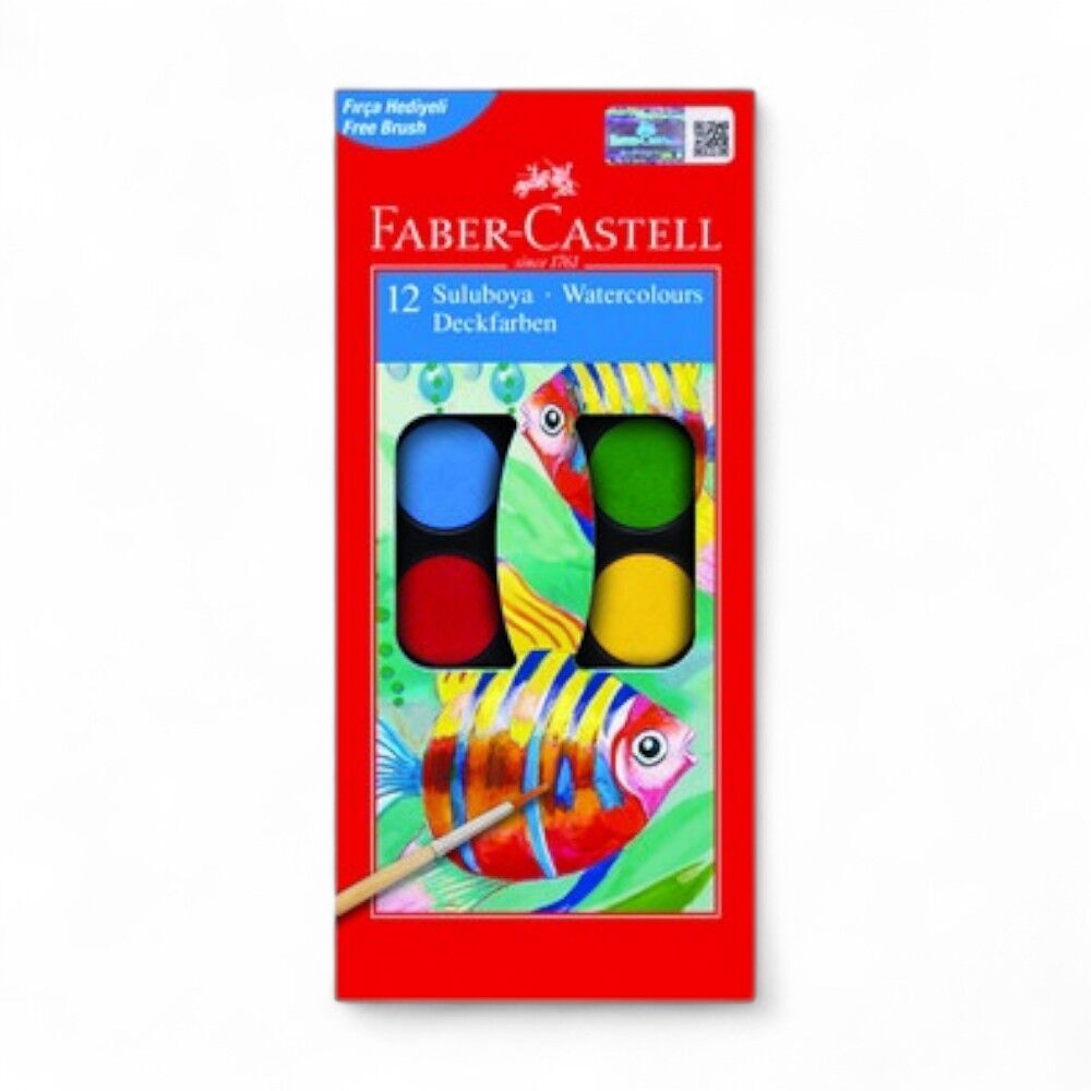 Faber-Castell Suluboya, 12 Renk Küçük Boy / 6 ADET