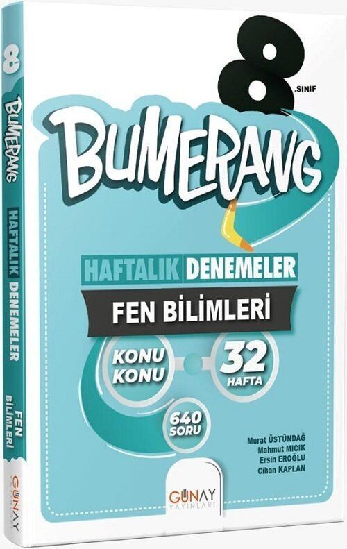 Günay Yayınları 8. Sınıf Bumerang 32 Haftalık Fen Bilimleri Denemeleri