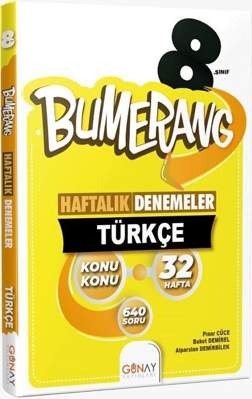 Günay Yayınları 8. Sınıf Bumerang 32 Haftalık Türkçe Denemeleri