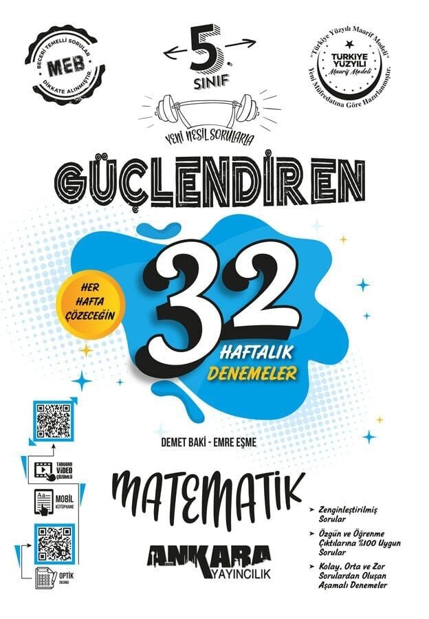 Ankara Yayınları 5. Sınıf Matematik 32 Hafta Kazanım Denemeleri