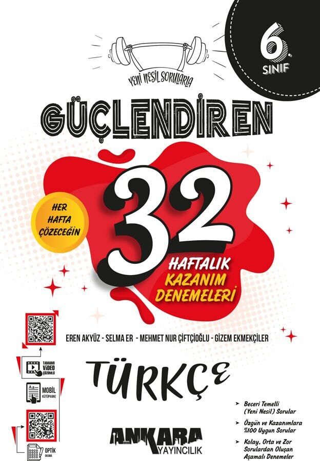 Ankara Yayınları 6. Sınıf Türkçe 32 Hafta Kazanım Deneme