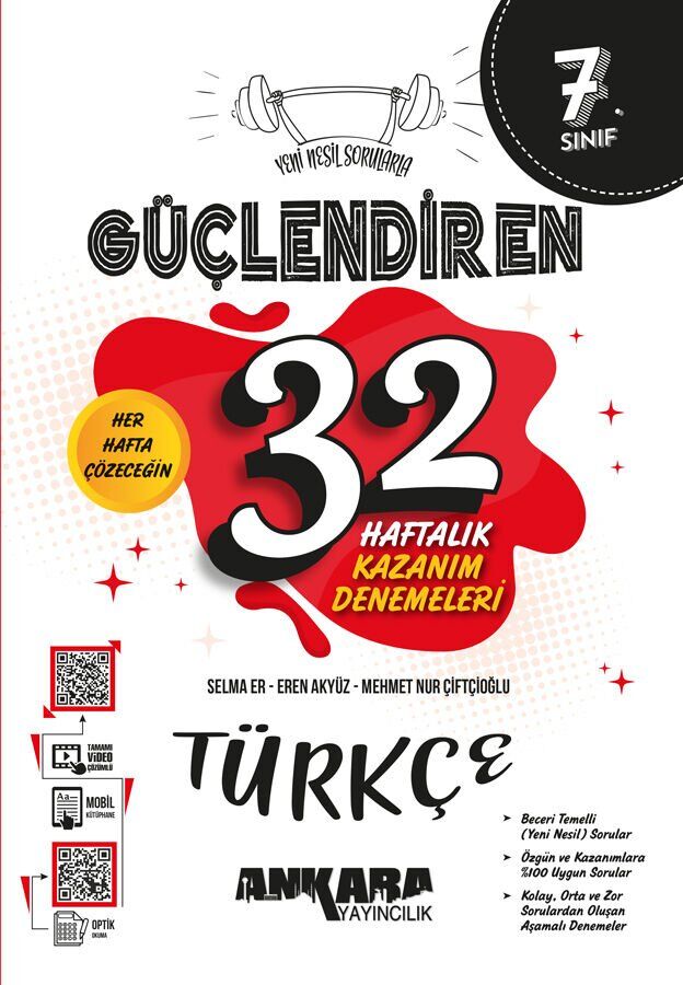 Ankara Yayınları 7. Sınıf Türkçe 32 Hafta Kazanım Deneme