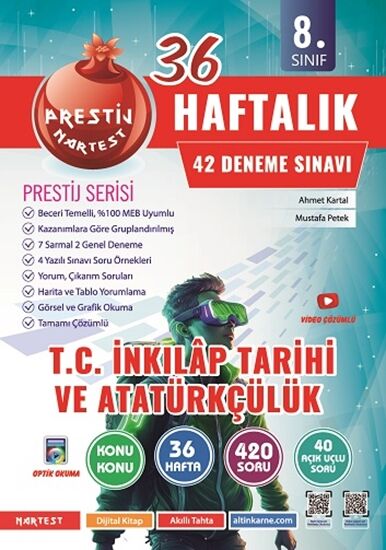 Nartest Yayınevi 8. Sınıf Haftalık T.c. İnkılap Tarihi Ve Atatürkçülük Denemeleri