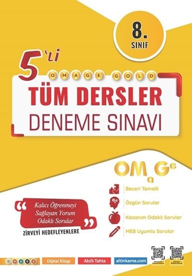 Omage Yayınları 8. Sınıf Omage Gold Tüm Dersler Deneme Sınavı