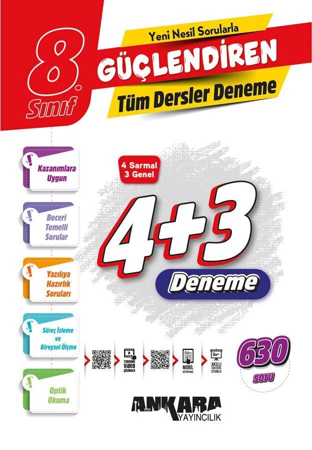 Ankara Yayınları 8. Sınıf 8.  Sınıf 4+3 Tüm Dersler Deneme Paket