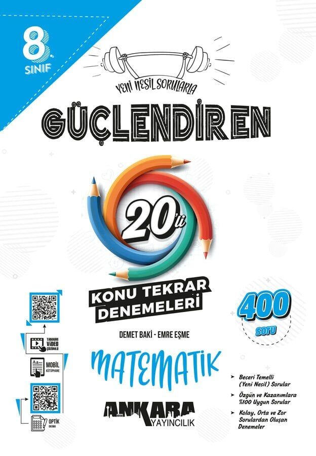 Ankara Yayınları 8. Sınıf Güçlendiren Matematik 20 Li Konu Tarama Denemeleri