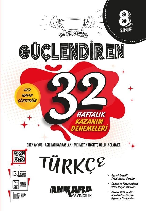 Ankara Yayınları 8. Sınıf Türkçe 32 Hafta Kazanım Deneme