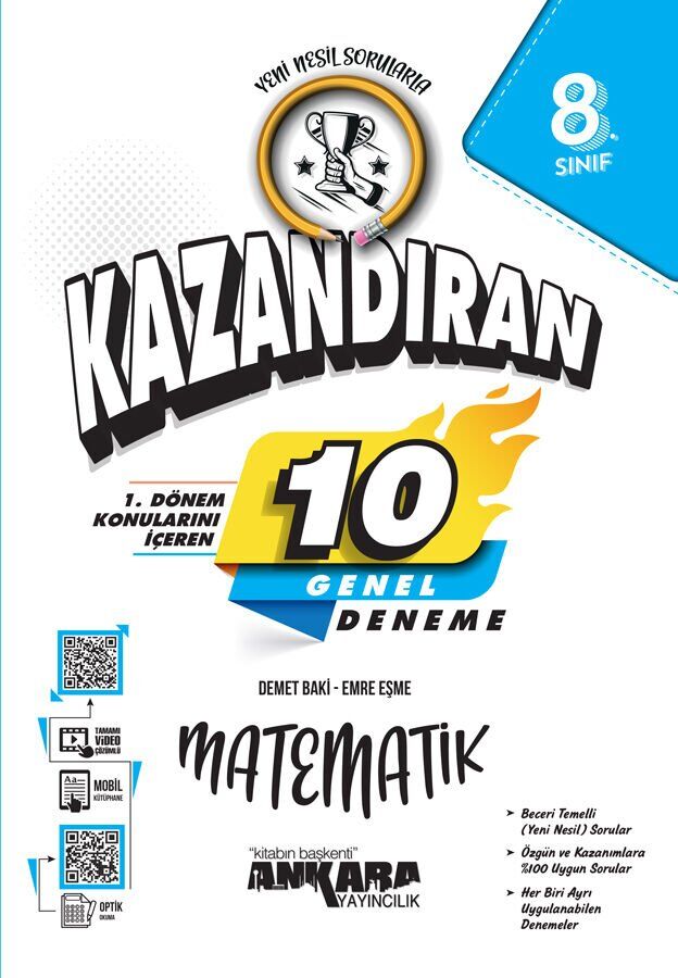 Ankara Yayınları 8. Sınıf 1.  Dönem Konularını İçeren 10 Lu Matematik Deneme