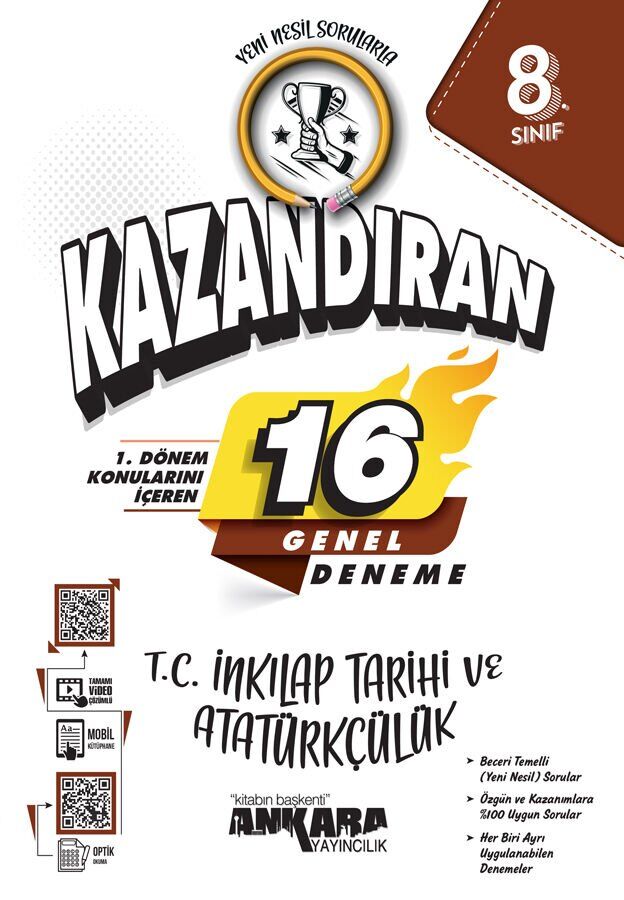 Ankara Yayınları 8. Sınıf 1.  Dönem Konularını İçeren 16 Lı İnkılap Tarihi Deneme