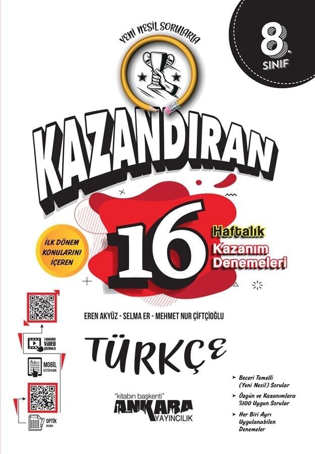 Ankara Yayınları 8. Sınıf 16 Haftalık Türkçe Kazanım Deneme