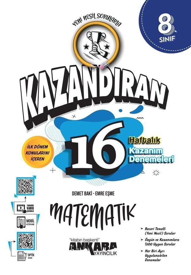 Ankara Yayınları 8. Sınıf 16 Haftalık Matematik Kazanım Deneme