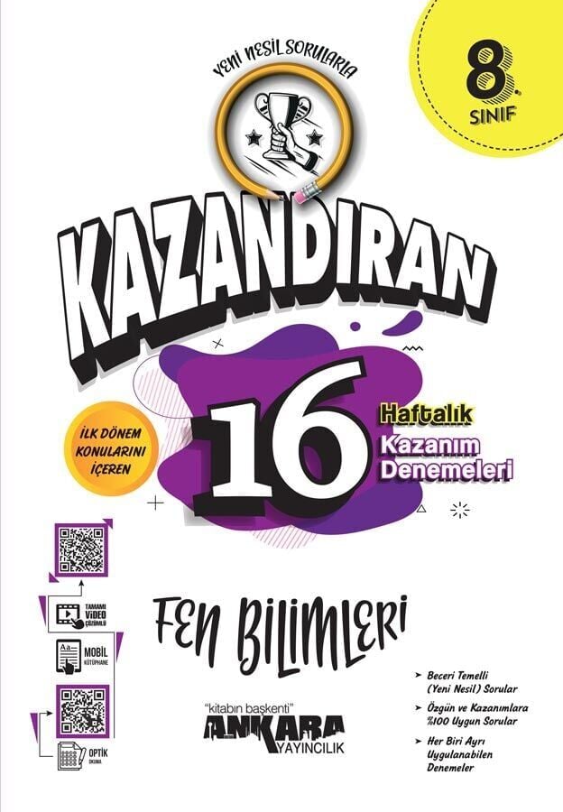 Ankara Yayınları 8. Sınıf 16 Haftalık Fen Bilimleri Kazanım Deneme