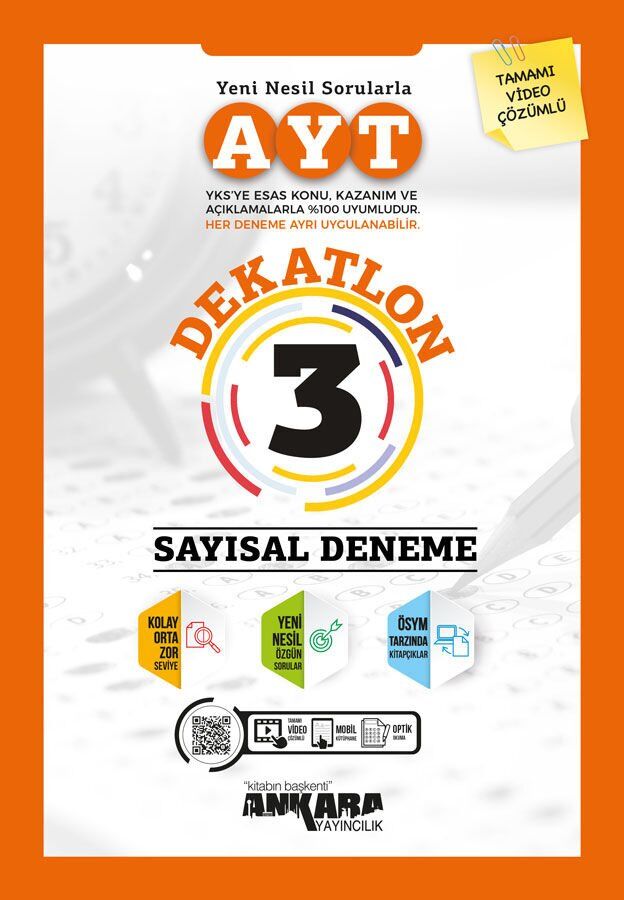 Ankara Yayınları Ayt Dekatlon Sayısal 3 Deneme