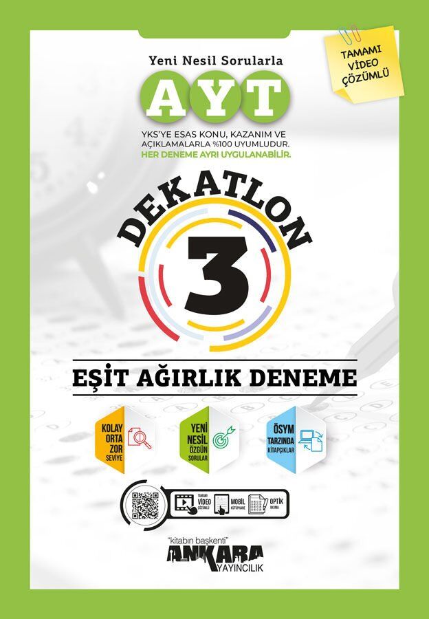 Ankara Yayınları Ayt Dekatlon Eşit Ağırlık 3 Deneme