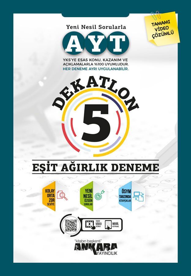 Ankara Yayınları Ayt Dekatlon Eşit Ağırlık 5 Deneme