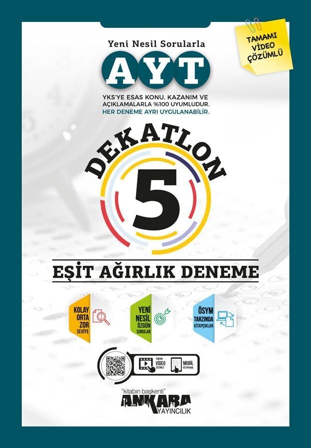 Ankara Yayınları Ayt Dekatlon Eşit Ağırlık 5 Deneme