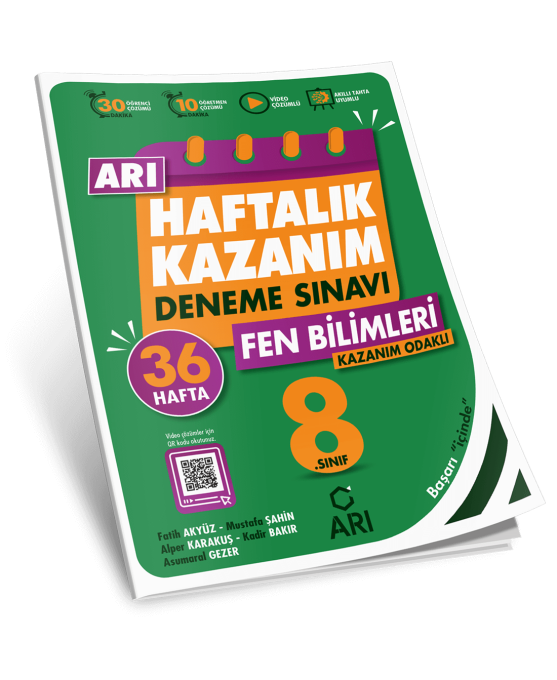 Arı Yayınları 8. Sınıf Fen Bilimleri Haftalık Kazanım Deneme