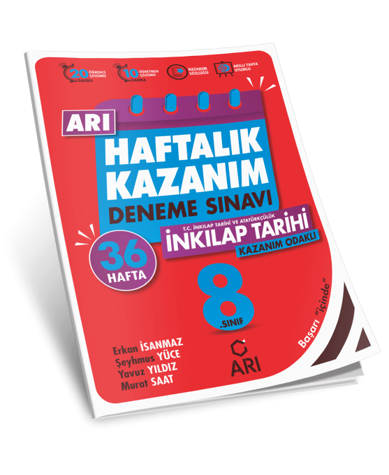 Arı Yayınları 8. Sınıf T.C. İnkılap Tarihi ve Atatürkçülük Haftalık Kazanım Deneme