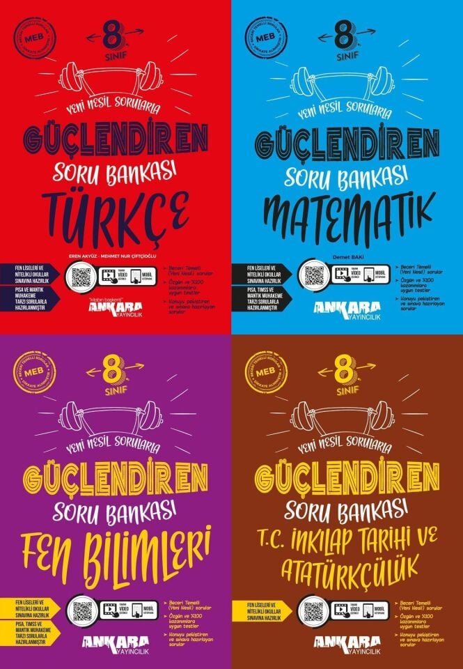 Ankara Yayıncılık 8. Sınıf 4'lü Güçlendiren Soru Bankası Seti