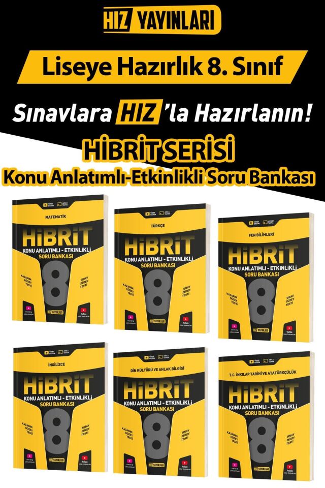 Hız Yayınları 8. Sınıf Hibrit Konu Anlatımlı Etkinlikli Soru Bankası Seti