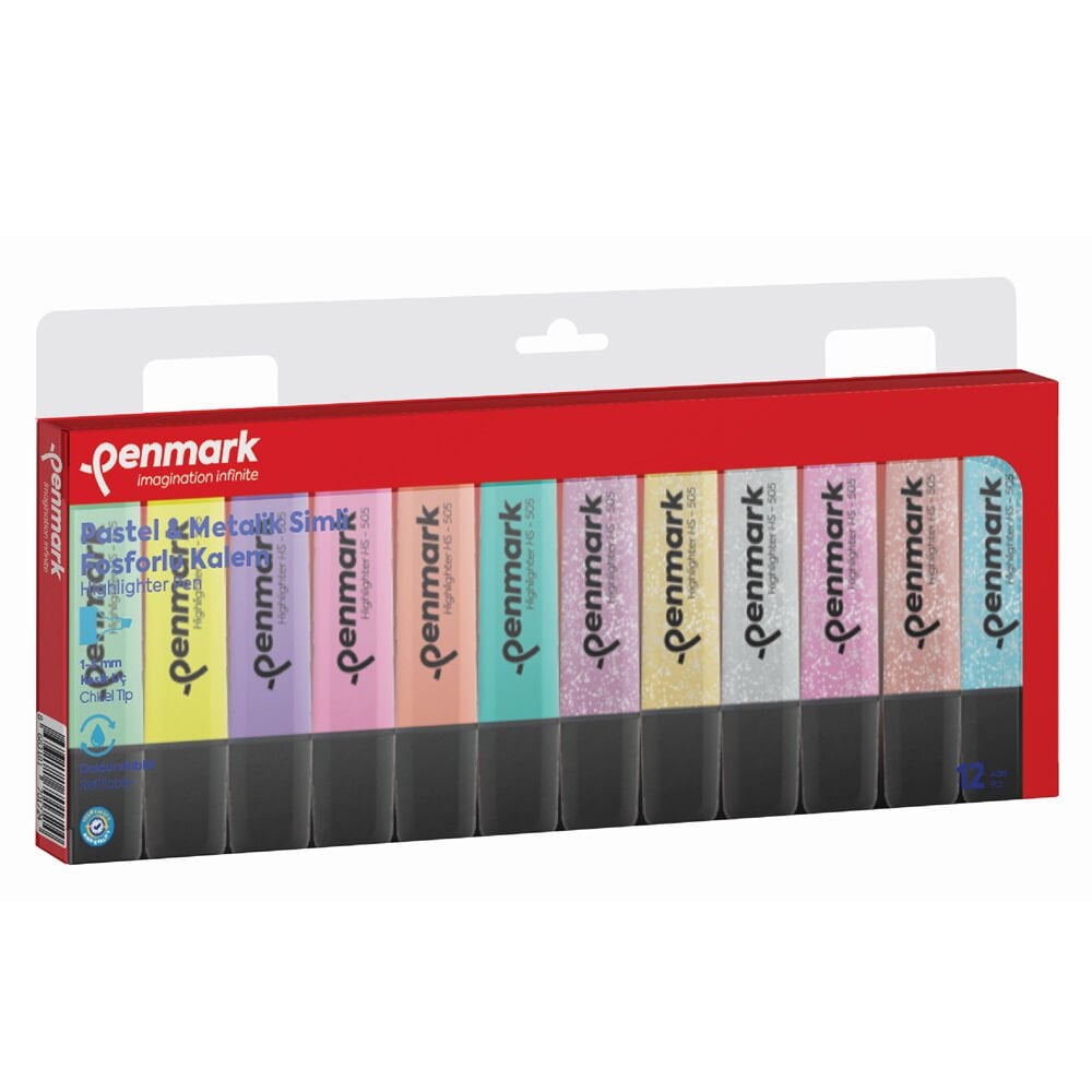 Penmark Fosforlu Kalem 12 Renk Set 6 PASTEL + 6 SİMLİ