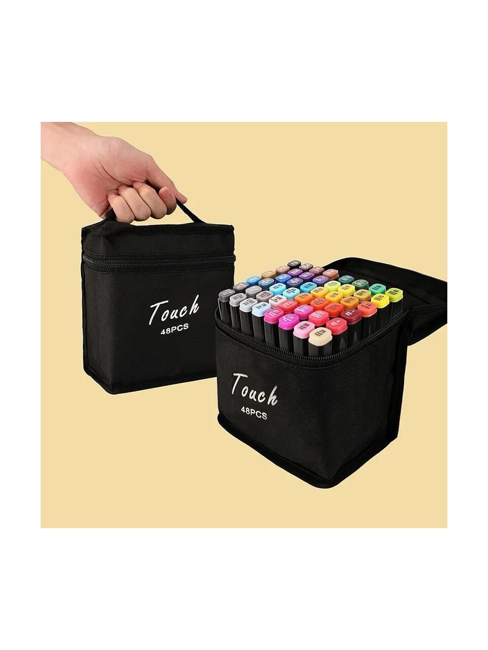 Touch Sketc 48 li çift Taraflı Marker Kalem Seti Çanta Siyah Model