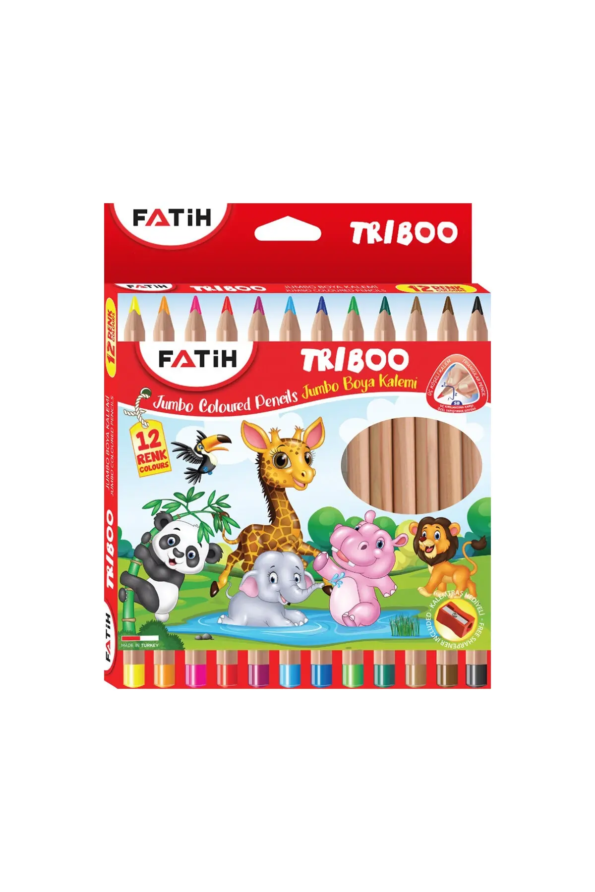 Fatih Jumbo Trıboo Kalemtraşlı Boya Kalemi 12 Li