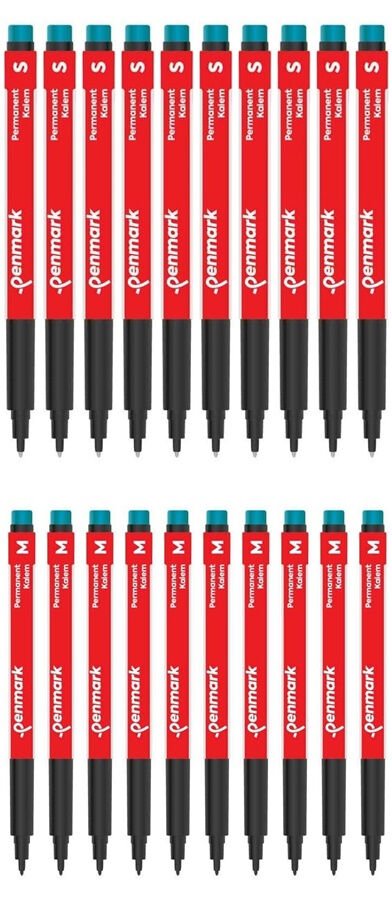 Penmark Siyah Asetat Kalemi Seti (S ve M Uç – 10+10 Adet, Toplam 20 Kalem)