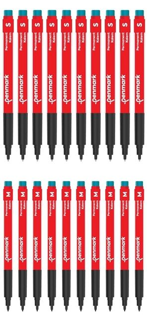 Penmark Kırmızı Asetat Kalemi Seti (S ve M Uç – 10+10 Adet, Toplam 20 Kalem)