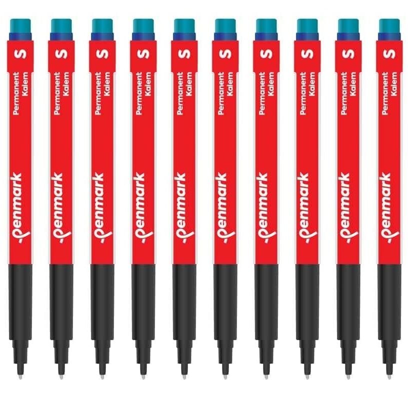 Penmark S İnce Uçlu Mavi Asetat (CD) Kalemi 10’lu Set – Kalıcı, Net ve Hızlı Kuruyan Yazım