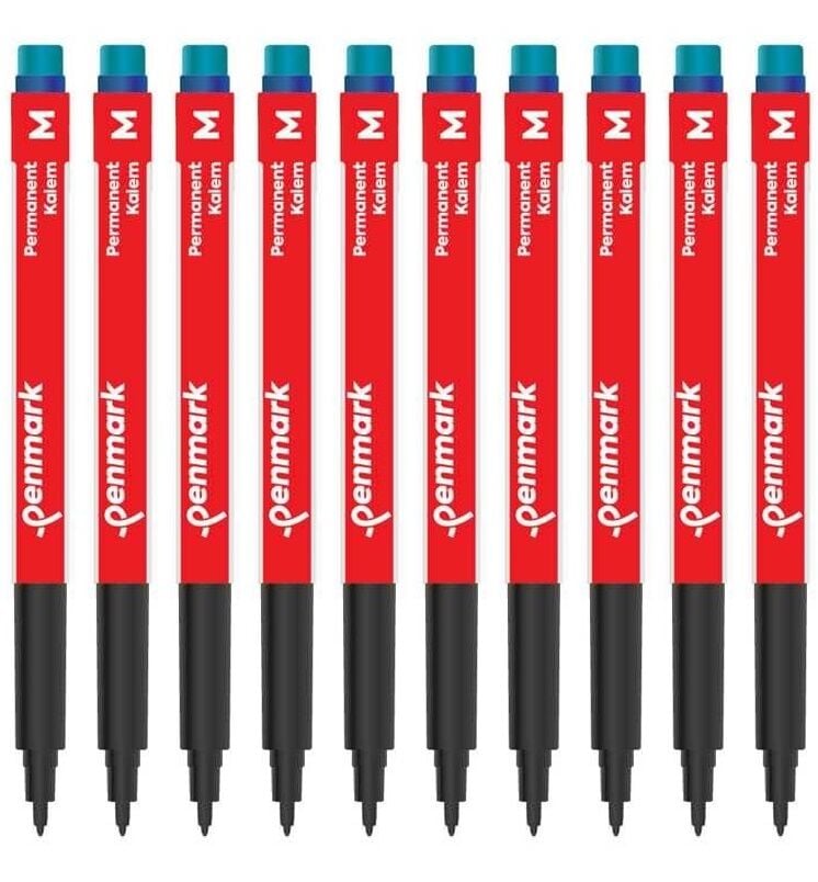 Penmark M Orta Uçlu Mavi Asetat (CD) Kalemi 10’lu Set – Kalıcı, Canlı ve Profesyonel Yazım