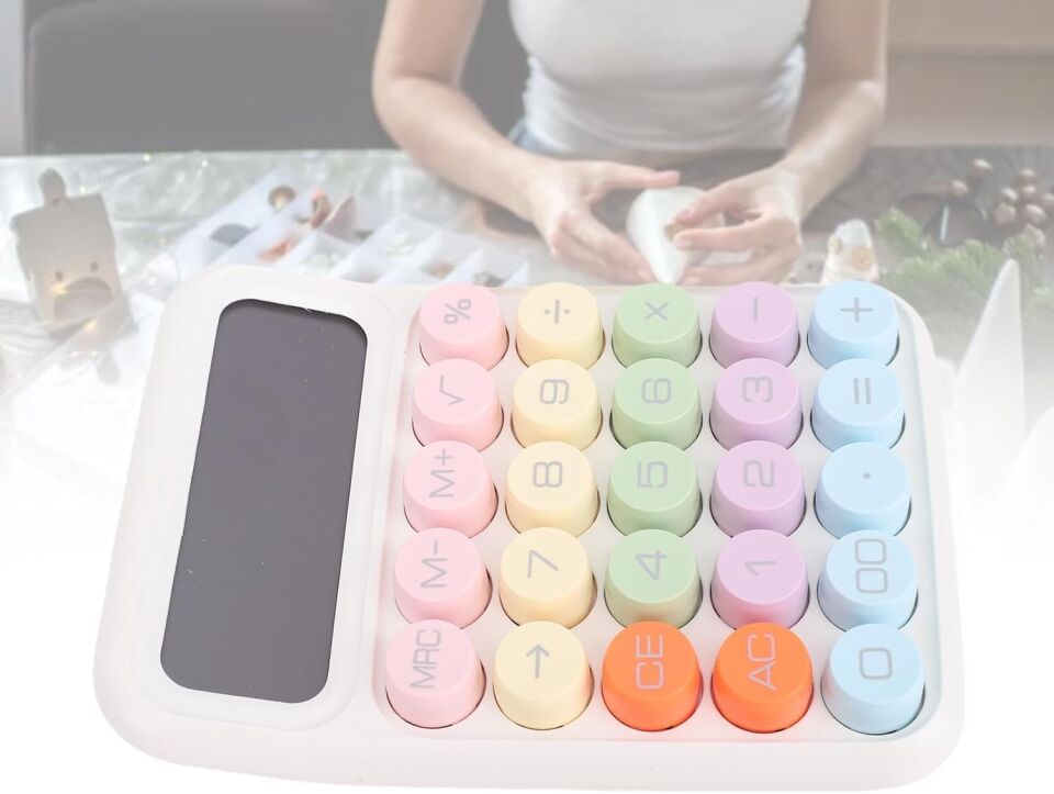 Şeker Renkli Mekanik Anahtar Hesap Makinesi, 12 basamaklı Büyük LCD Ekran Mekanik Anahtar Hesap Makinesi