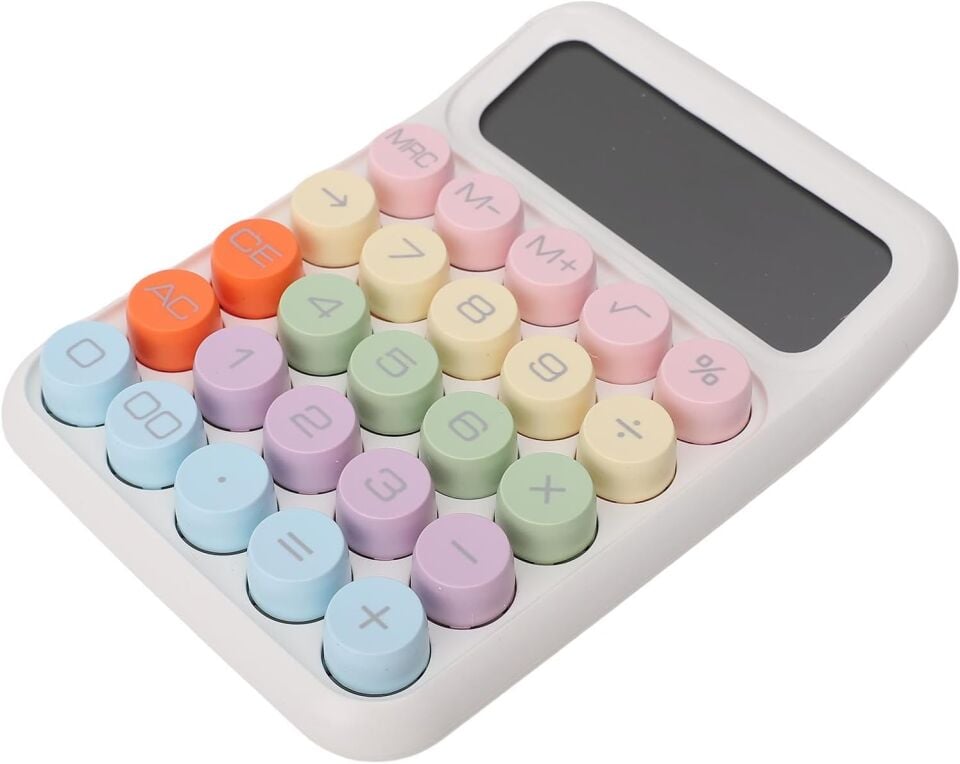 Şeker Renkli Mekanik Anahtar Hesap Makinesi, 12 basamaklı Büyük LCD Ekran Mekanik Anahtar Hesap Makinesi