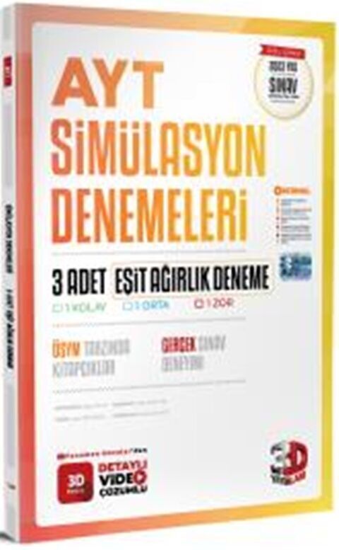 3D Yayınları AYT 3'Lü Simülasyon Deneme Eşit Ağrılık