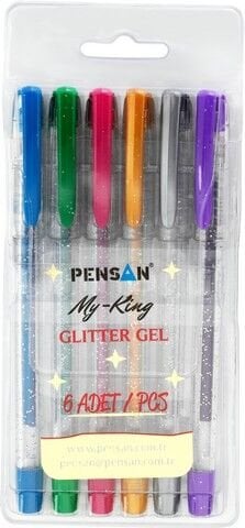 Pensan My-King Simli Jel Kalem 6 Lı Set 24 lü Paket