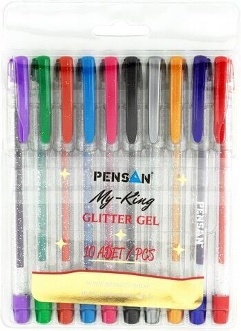 Pensan My-King Simli Jel Kalem 10 adet Set ( Kutu 12 li set )