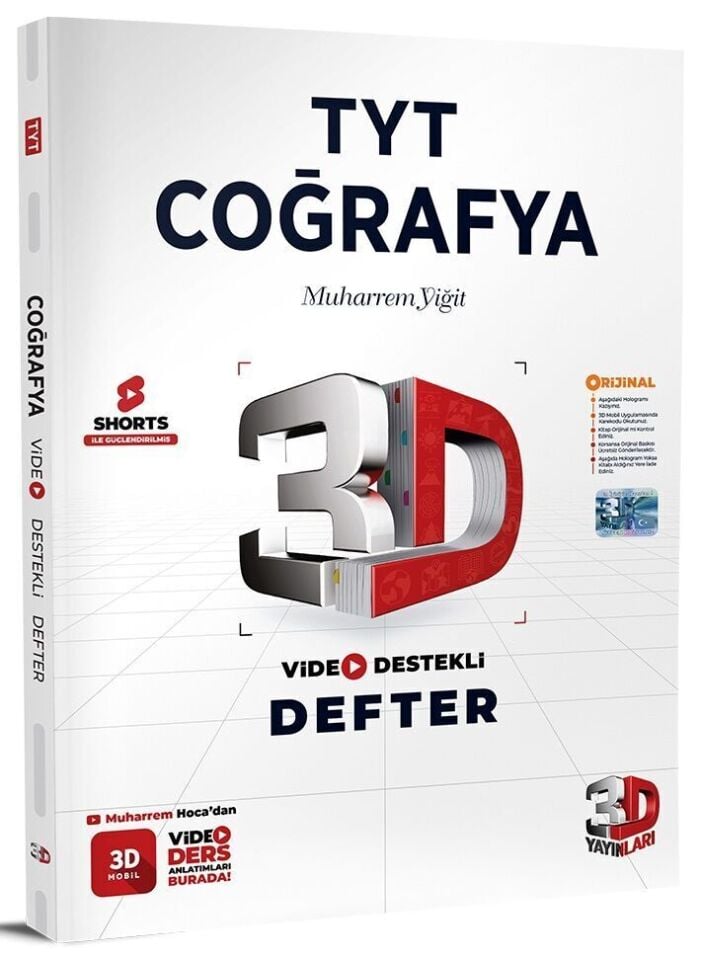 3D Yayınları TYT Coğrafya Video Destekli Defter (VDD)