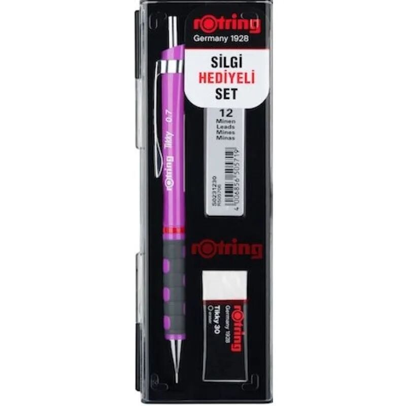 Rotring Tikky Versatil Kalem+07 Uç+Silgi Seti Mor