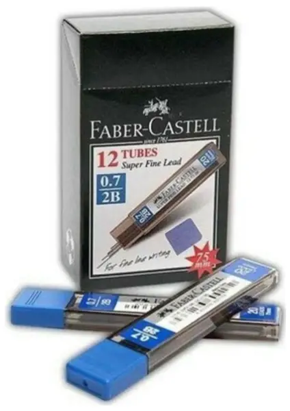 Faber Castell Super Fine T.Black Min 2B 0.7mm(75mm) 12 li Paket