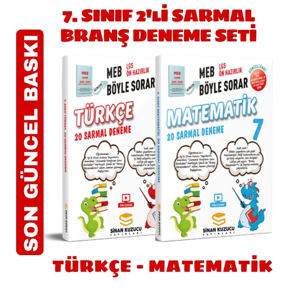 7. SINIF 2'Lİ TÜRKÇE - MATEMATİK SARMAL BRANŞ DENEME SETİ Sinan Kuzucu