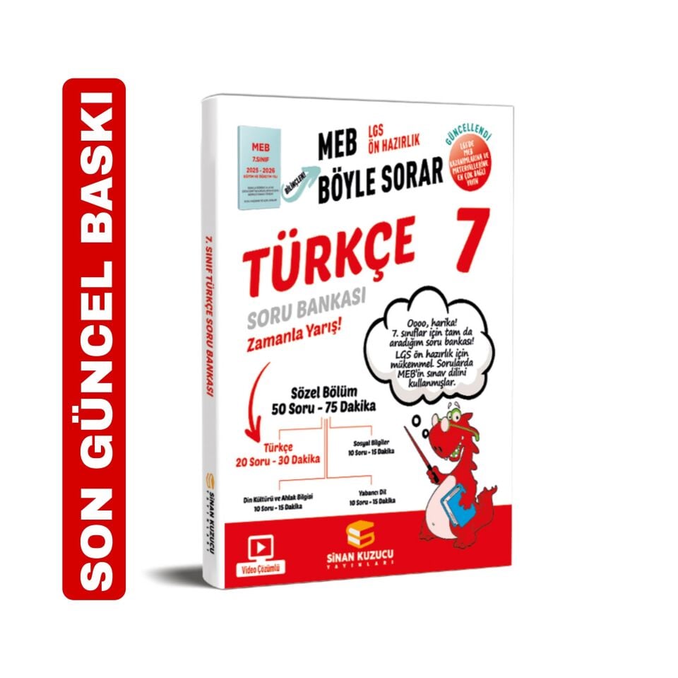7. SINIF TÜRKÇE SORU BANKASI MEB BÖYLE SORAR SİNAN KUZUCU
