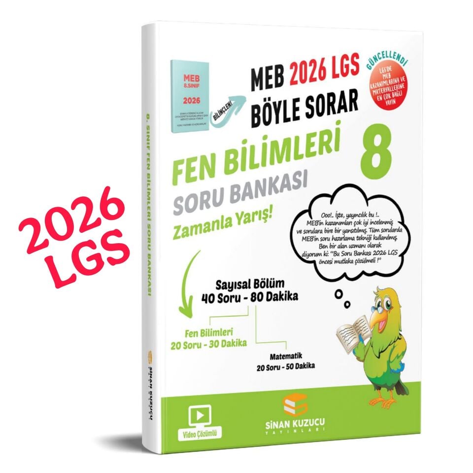 8. Sınıf 2026 Lgs Meb Böyle Sorar FEN BİLİMLERİ Soru Bankası Video Çözümlü SİNAN KUZUCU