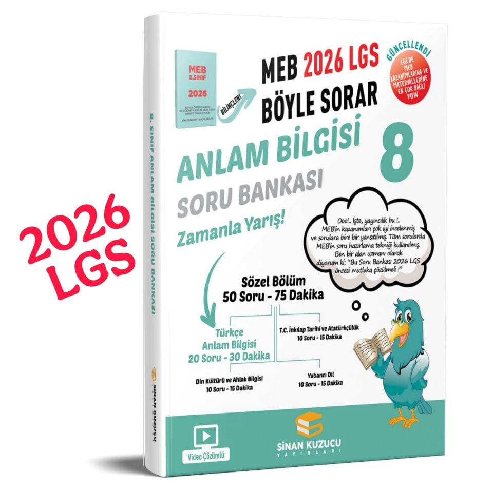 8. Sınıf 2026 Lgs Meb Böyle Sorar ANLAM BİLGİSİ Soru Bankası Video Çözümlü SİNAN KUZUCU