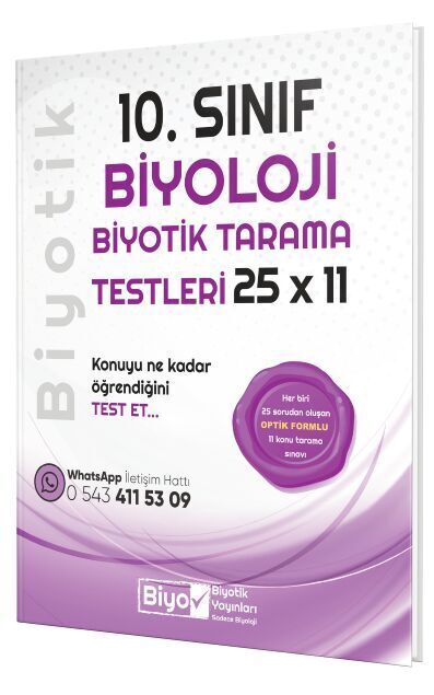 Biyotik Yayınları 10. Sınıf Biyoloji 25 x 11 Biyotik Tarama Testleri