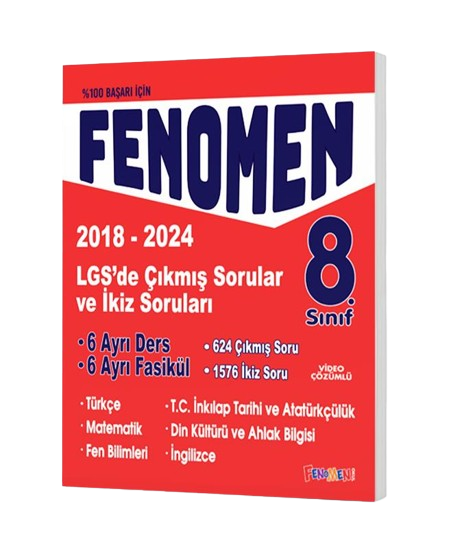 Fenomen Yayınları 8. Sınıf Lgs Çıkmış Sorular Ve İkiz Soruları Seti (6 Kitap) (2018-2024)